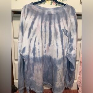 Size medium PINK Victoria Secret VS Blue Tie Dye Sweatshirt NWOT